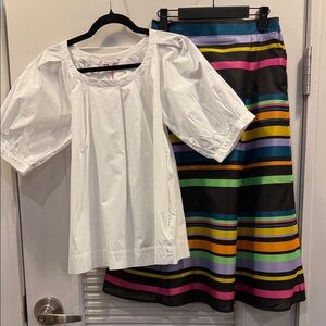 Frances Valentine White Puff Sleeve Cotton Tee